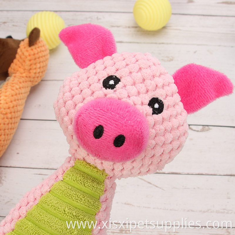 Squeaky pet toy plush monkey pig dog toy for chew and tug tail inside crinkle paper